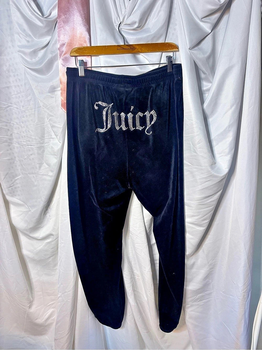 Juicy Couture OG Big Bling Velour Track Pants Black